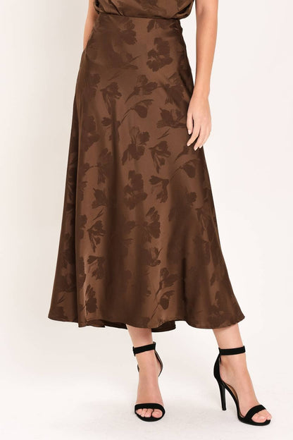Chocolate Floral Jacquard Skirt