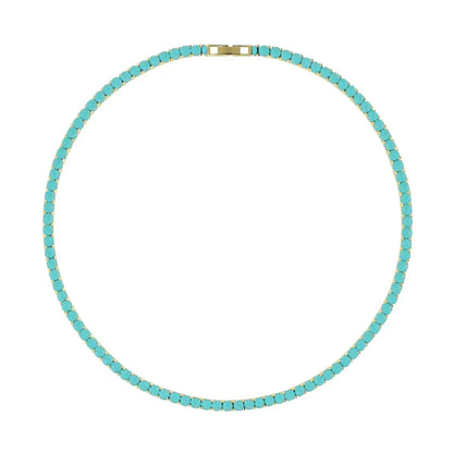 Turquoise beaded necklace on a white background