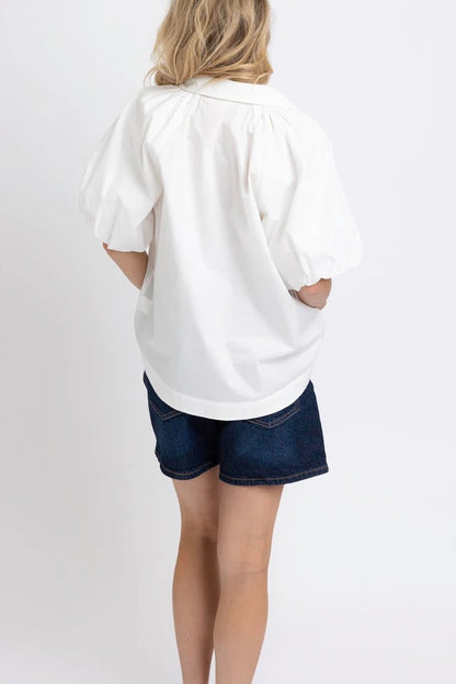 Cotton Poplin Pocket Top in White