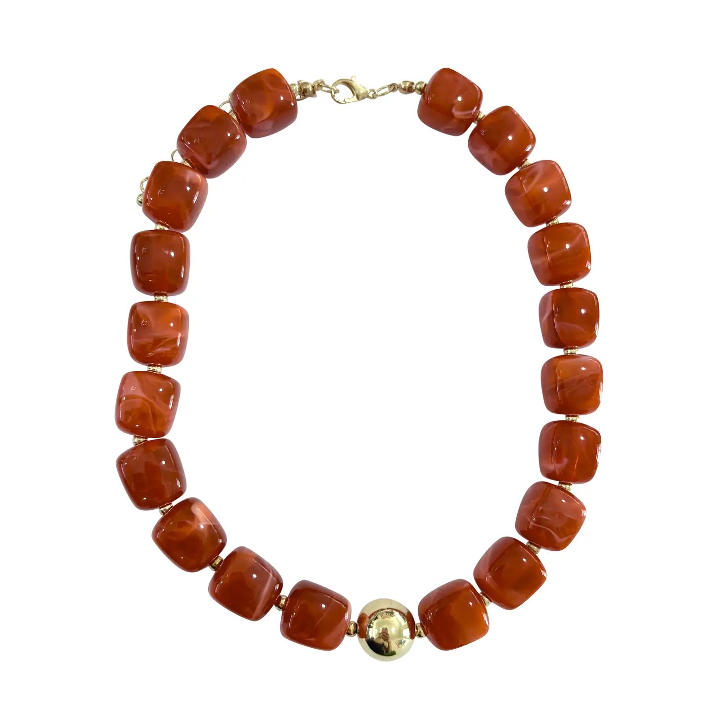 Carnelian Square Beaded Necklace