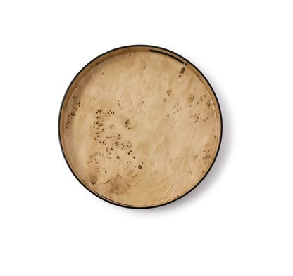 Burled Wood Pattern Round Tray