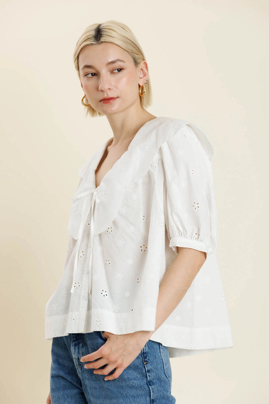The Clara Scalloped Collar Blouse