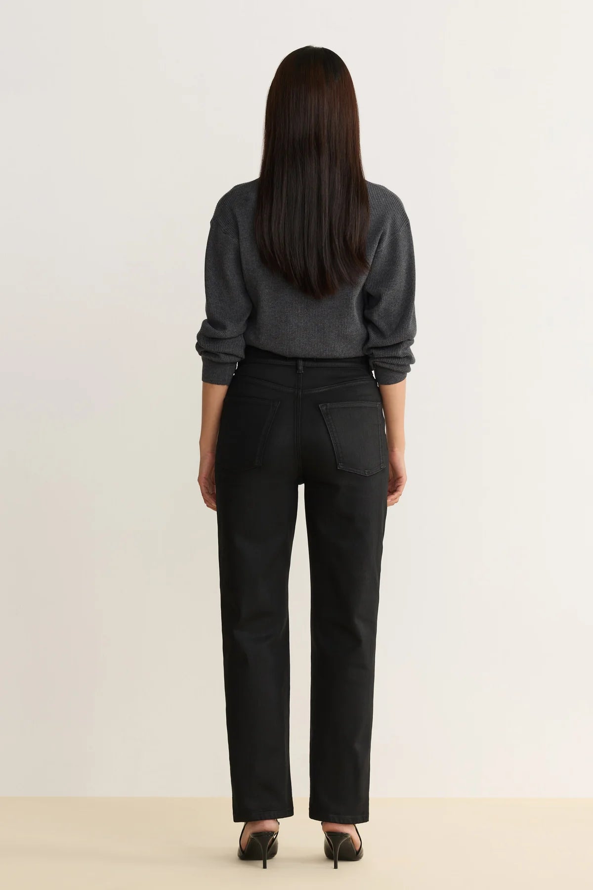 Coated Black Straight Jeans