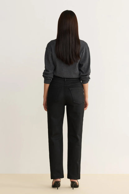 Coated Black Straight Jeans