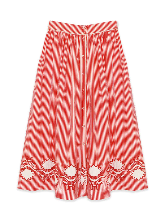 Brooks Avenue Colette Midi Skirt | Red Stripe