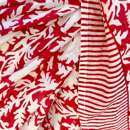 Pressed Florals Pareo in Cherry Red