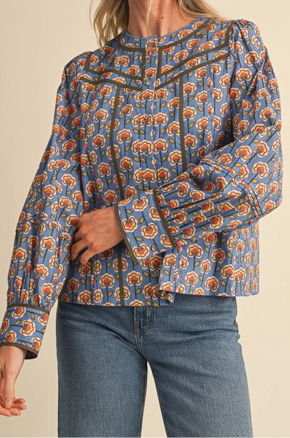 Blue Meadow Floral Blouse