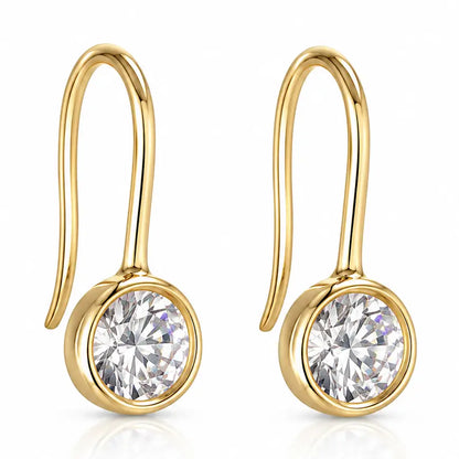 Luna 6mm Bezel Drop Earrings