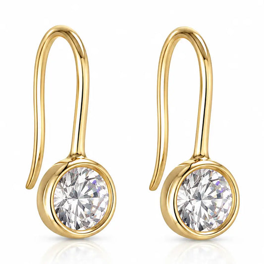 Luna 6mm Bezel Drop Earrings