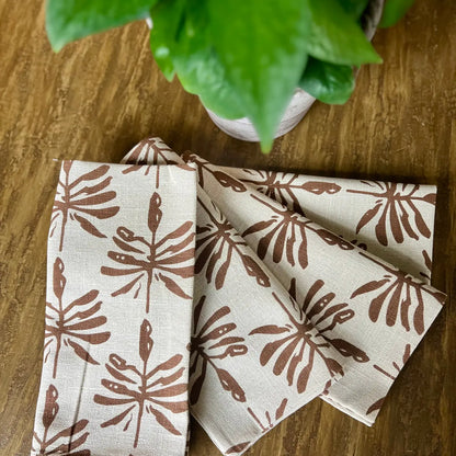 Gathered Garden Napkins in Moss Green- Set of 4