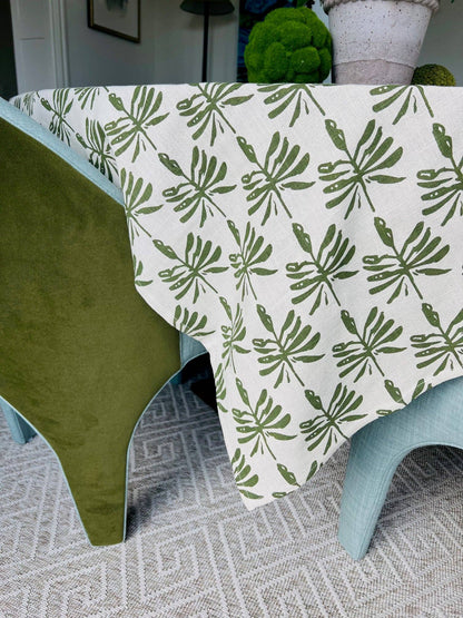 Dragonfly Lures Tablecloth in Olive Green | Round 120"