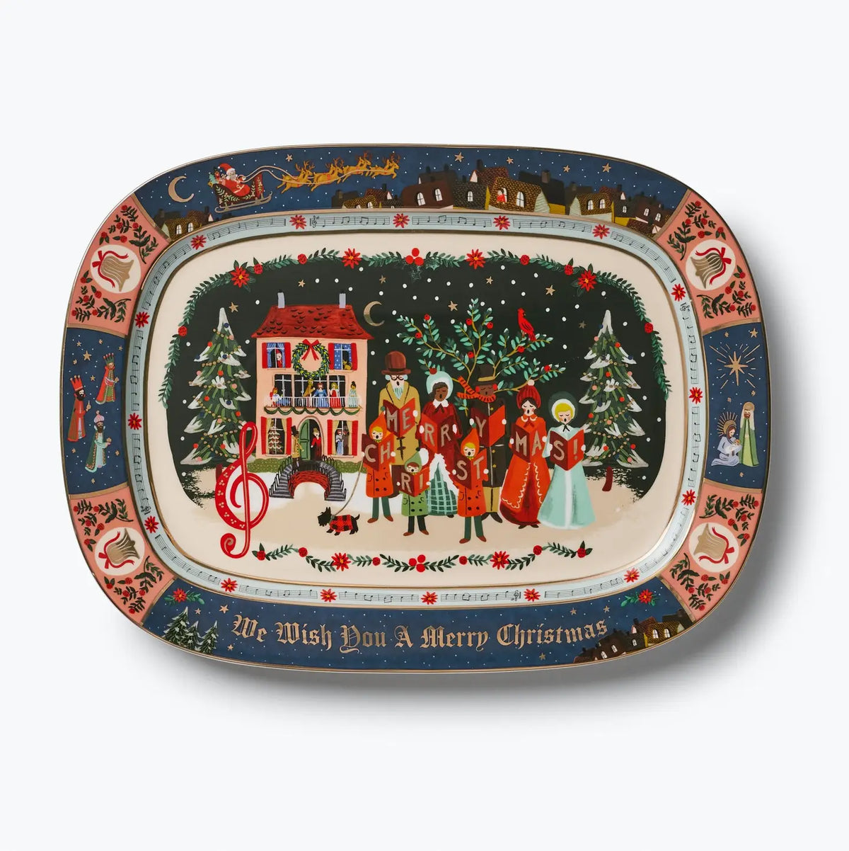 Christmas Carols Large Porcelain Serving Tray