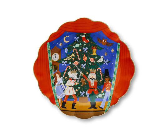 Nutcracker Christmas Scene Porcelain Dessert Plate