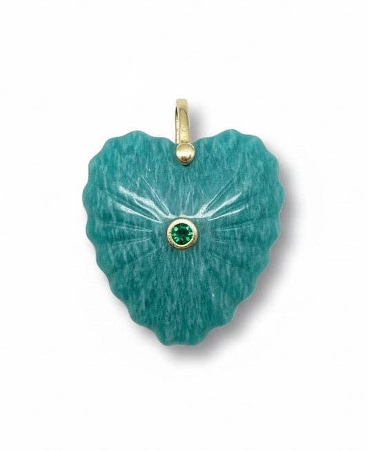 Sculpted Heart Pendant - Amazonite