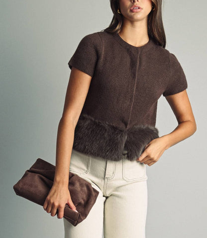 The Sloane Fur Trim Cardigan