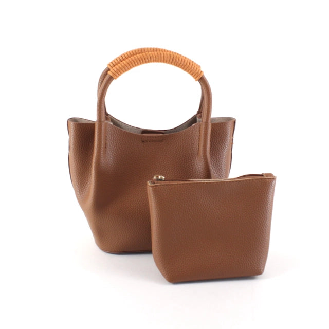 Caroline Faux Leather Mini Tote Bag | Cognac