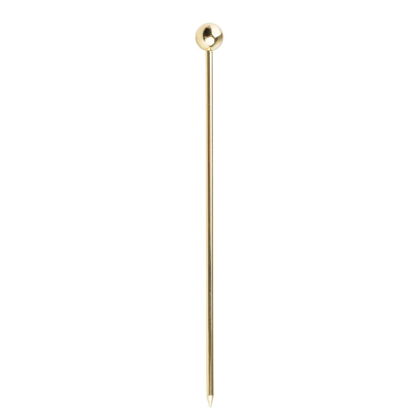 Gold-colored needle on a white background
