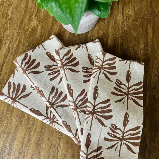 Gathered Garden Napkins in Moss Green- Set of 4