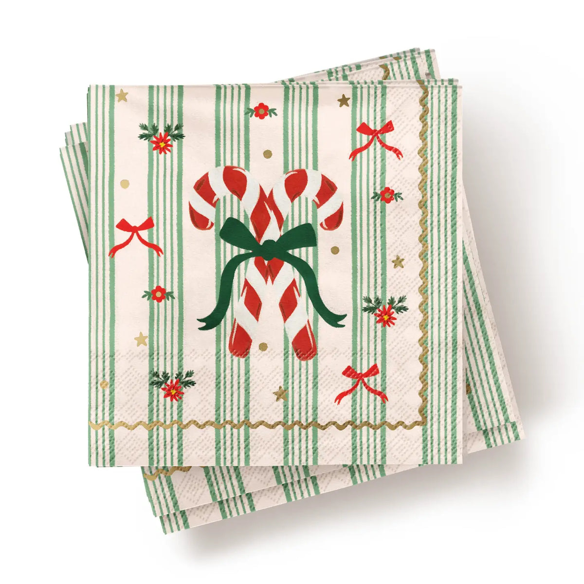 Christmas Candy Cane Paper Cocktail Napkins