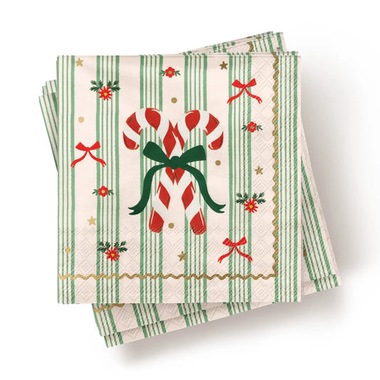 Christmas Candy Cane Paper Cocktail Napkins