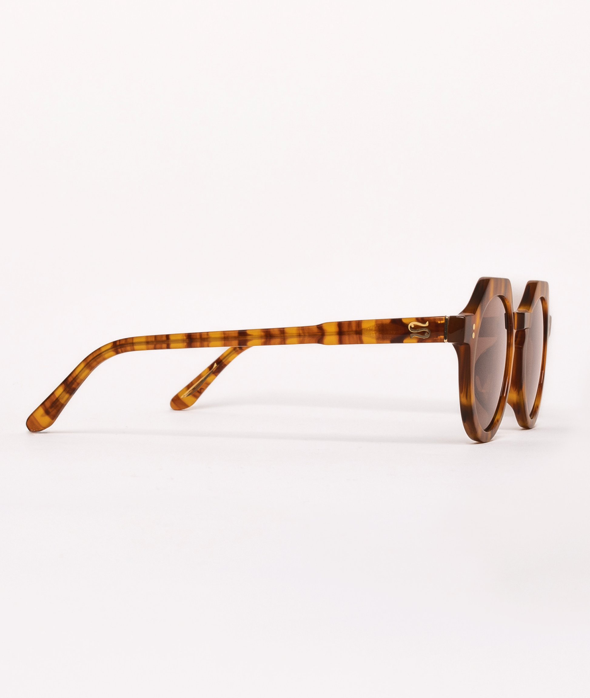 Sunglasses with tortoiseshell frame on a white background