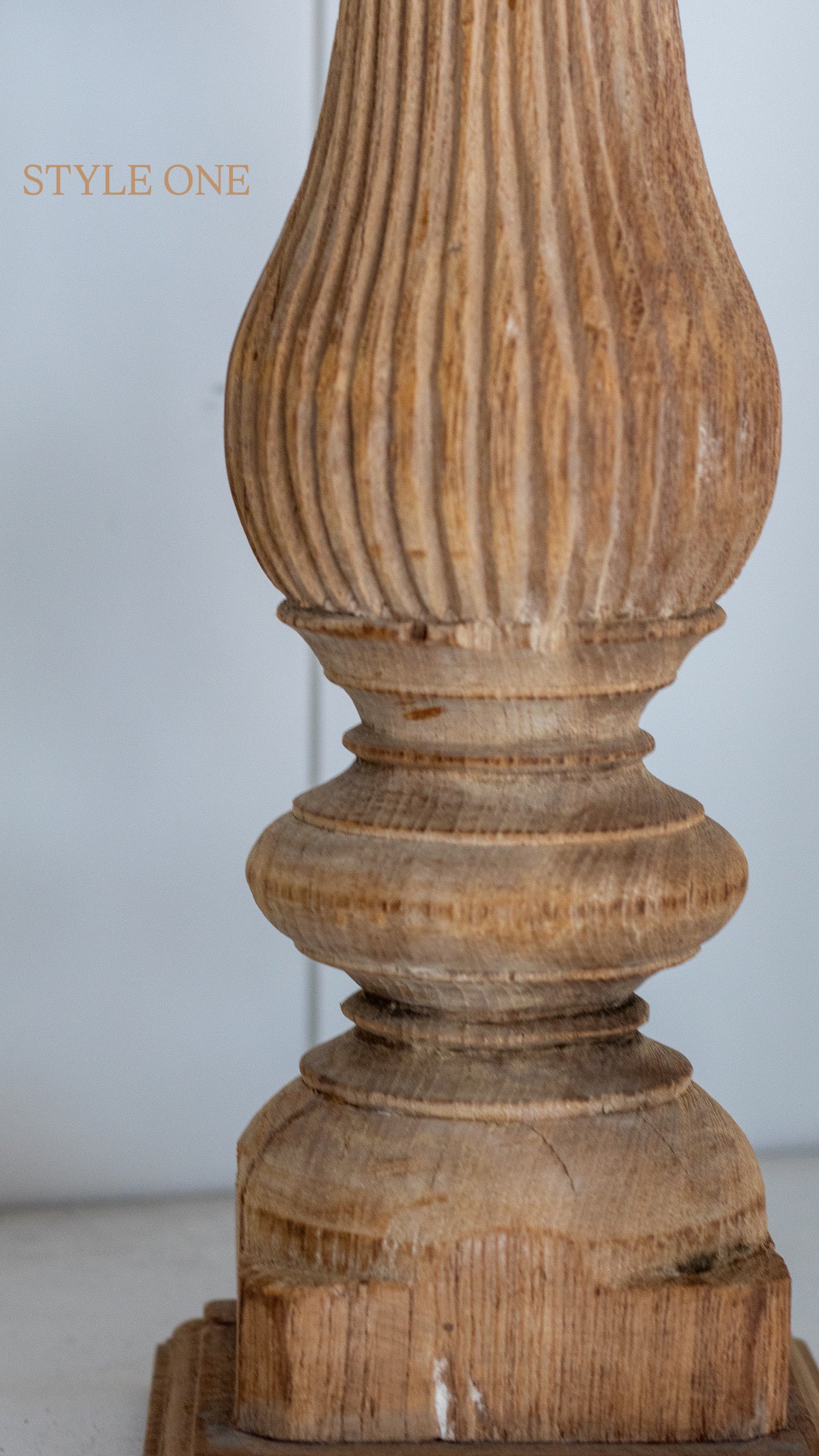 Found Hand-Carved Wood Table Leg Pillar Candle