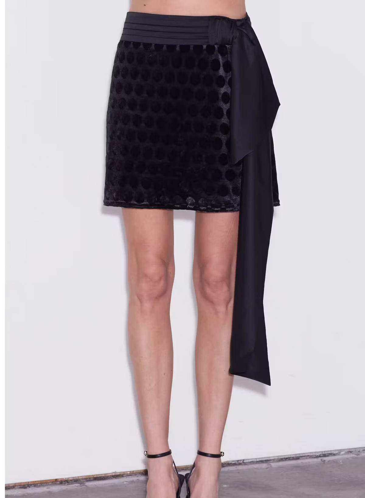 Black Velvet Polka Dot Skirt