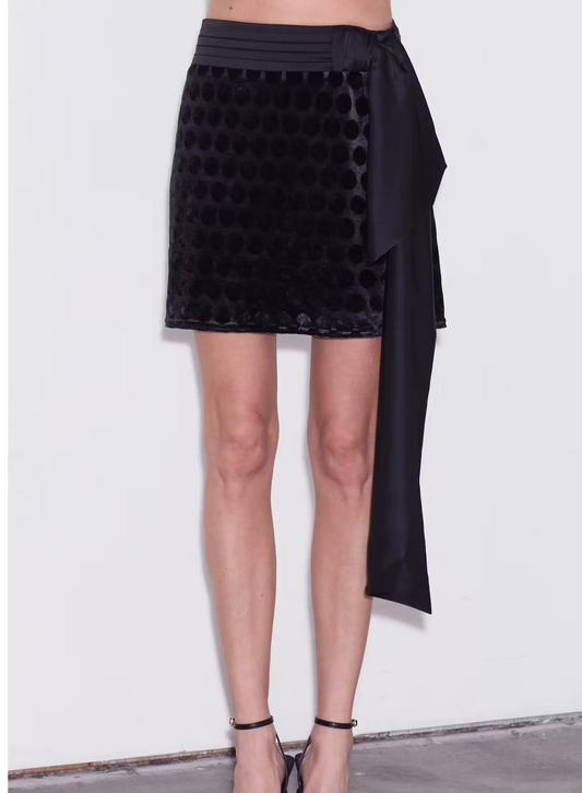 Black Velvet Polka Dot Skirt