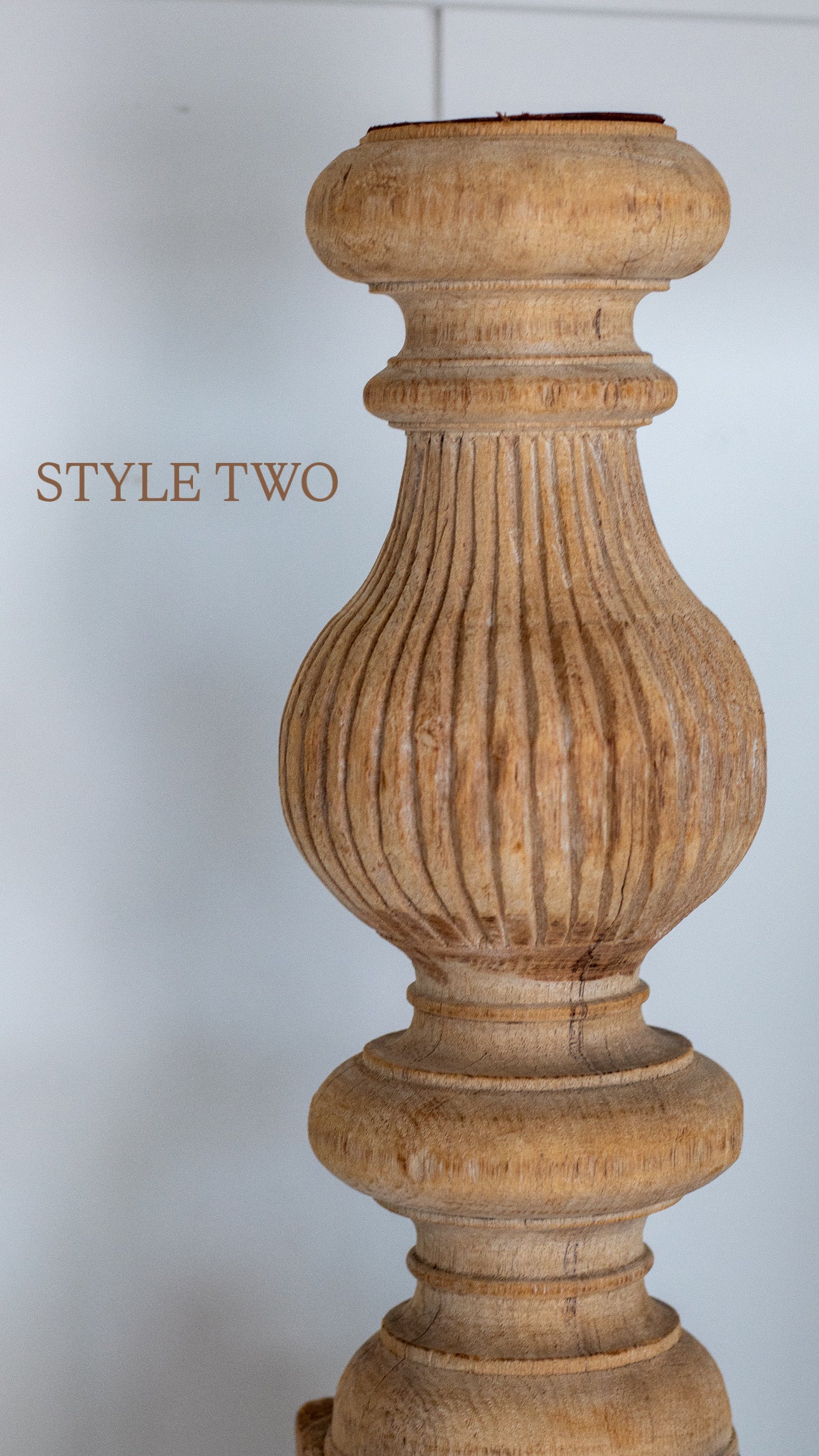 Found Hand-Carved Wood Table Leg Pillar Candle