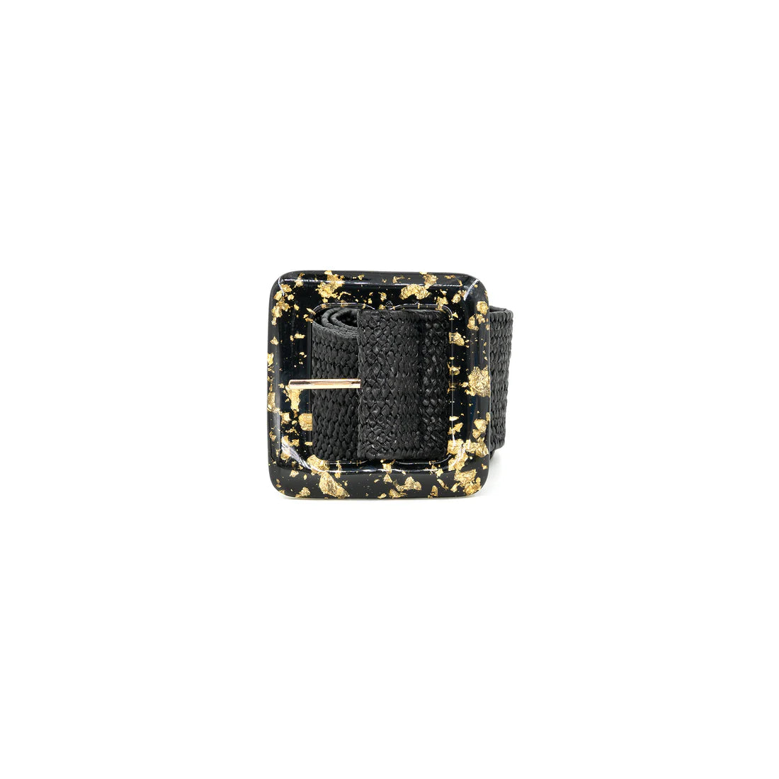 Black belt with gold speckles on a white background
