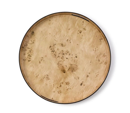 Burled Wood Pattern Round Tray