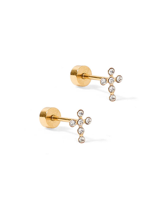 Charlotte Cross Screwback Stud Earrings