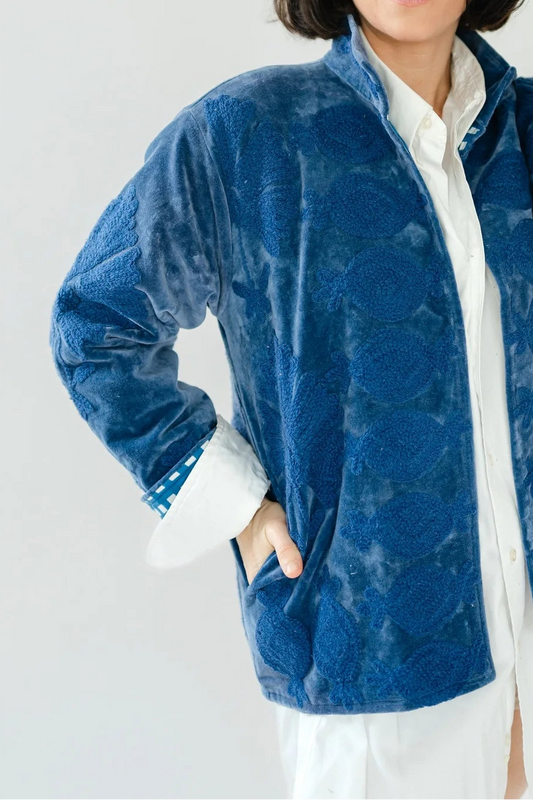 Eleanor James Pepper Crew Jacket-Blue Velvet