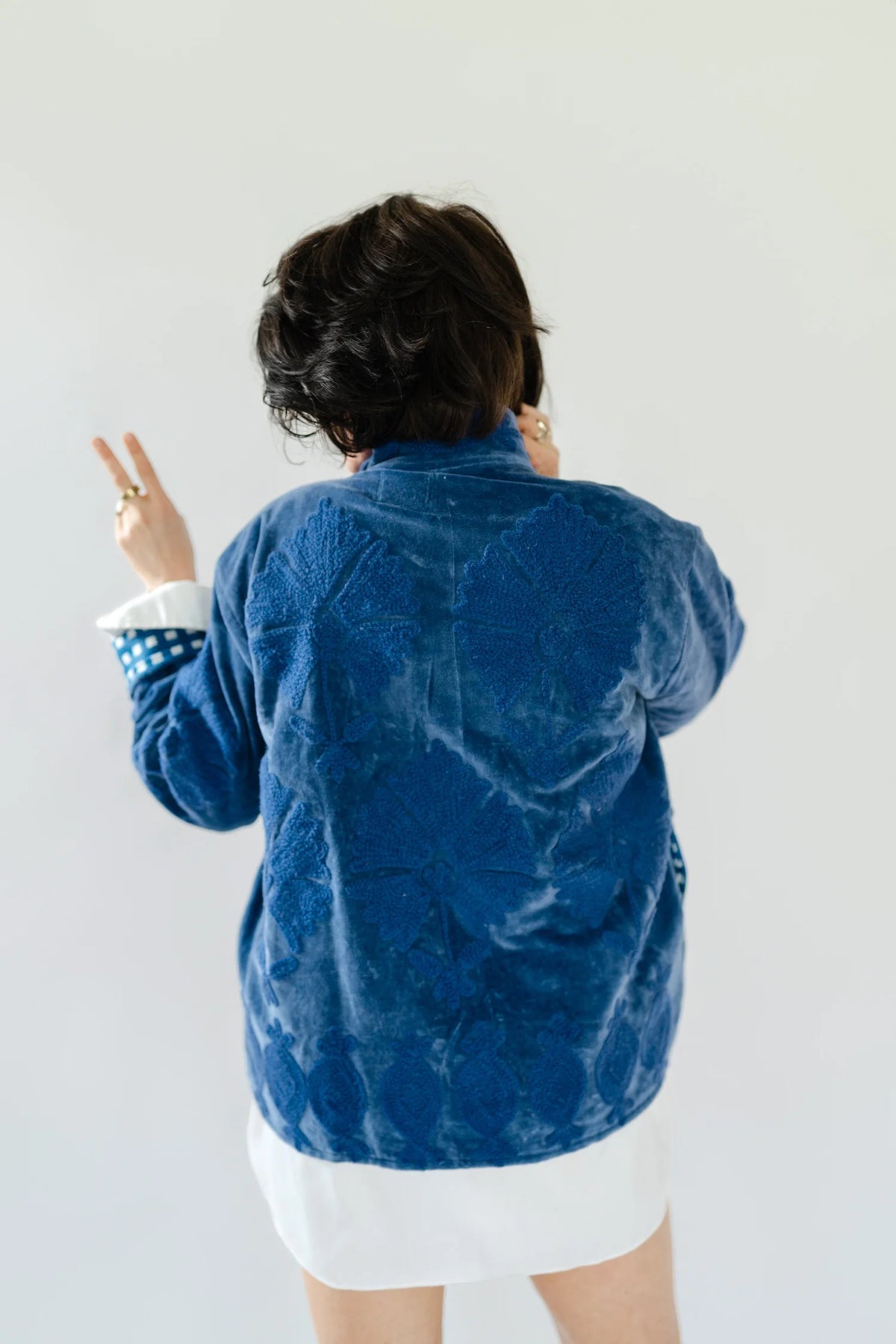 Eleanor James Pepper Crew Jacket-Blue Velvet
