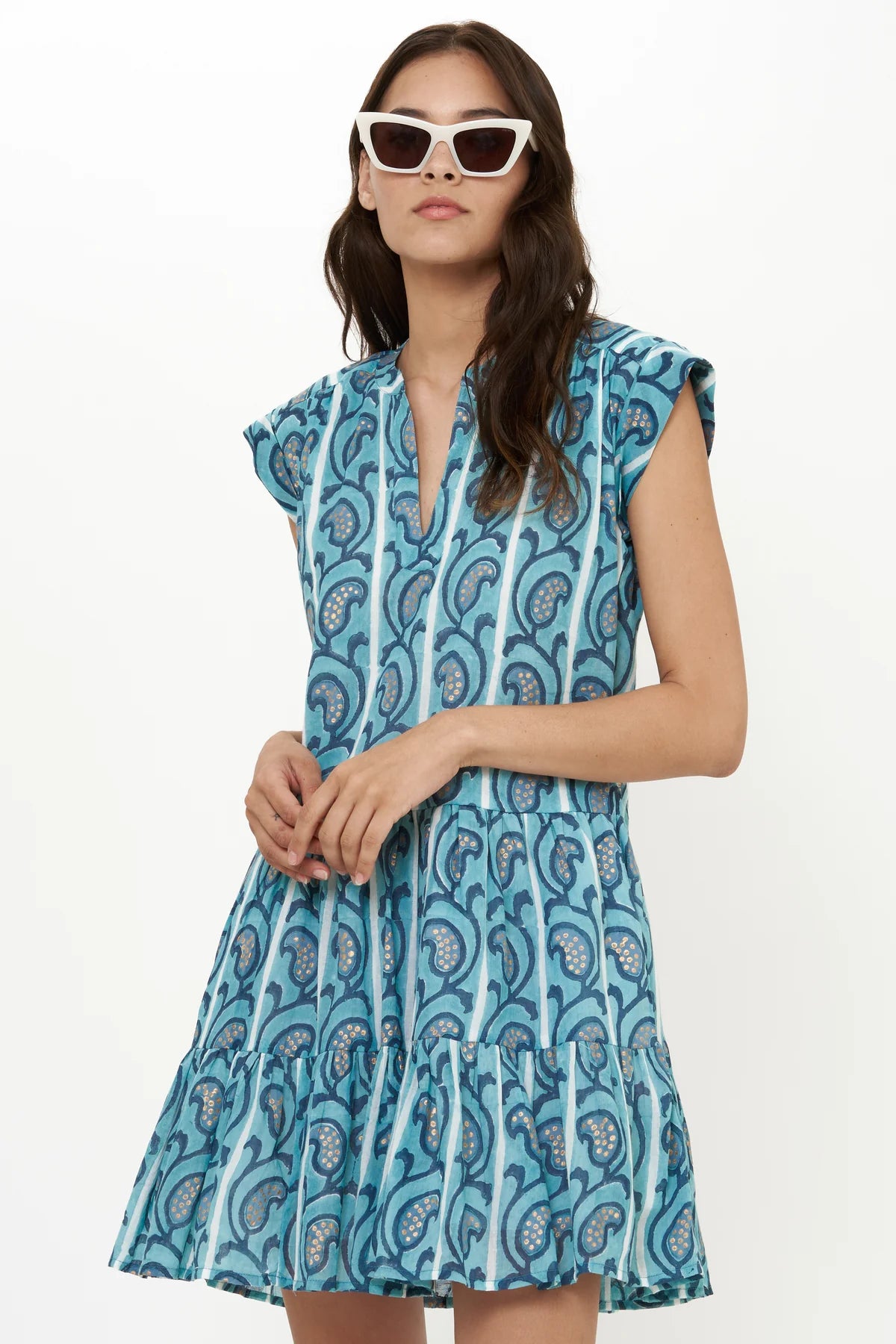 Oliphant- Goa Blue Roll Sleeve Dress