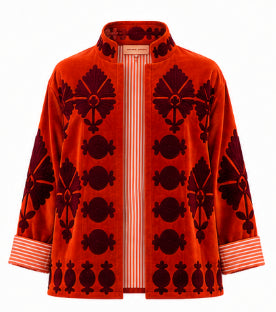 Eleanor James Pepper Crew Jacket - Orange & Maroon