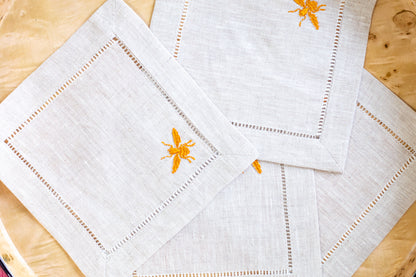 Bee Linen Coasters, Set of Four