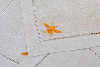 Bee Linen Coasters, Set of Four