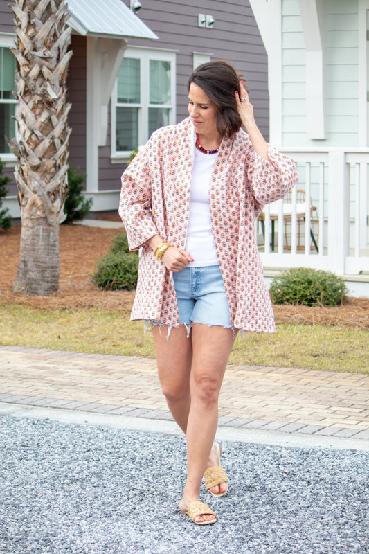 James Blanket Jacket- Peony Punch