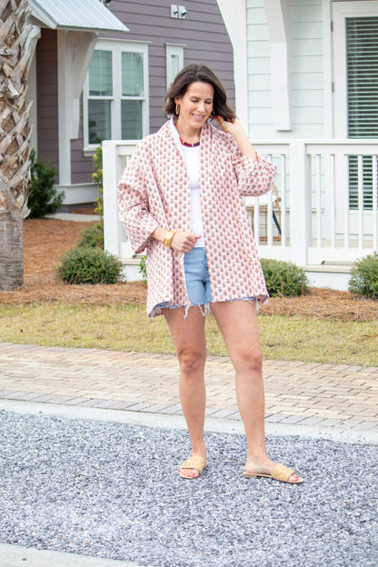 James Blanket Jacket- Peony Punch