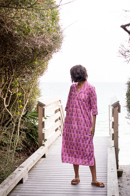 Purple Blooms Caftan Dress