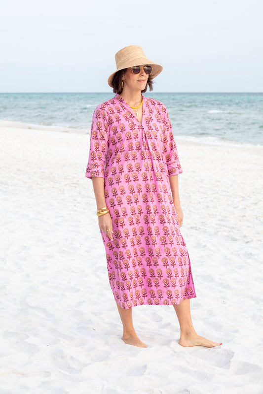 Purple Blooms Caftan Dress