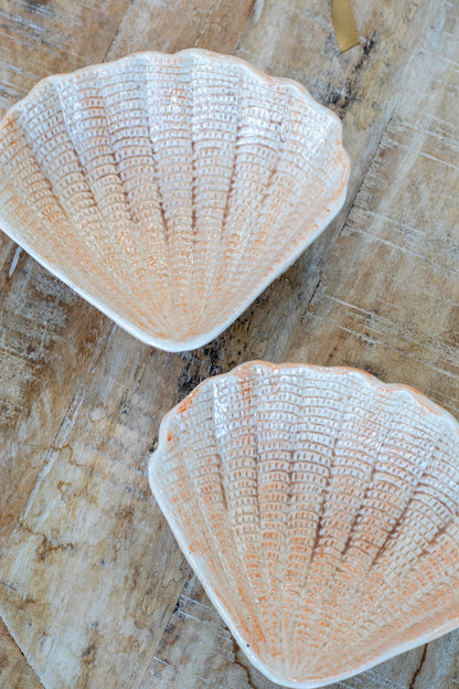 Hand-Painted Stoneware Shell Bowl