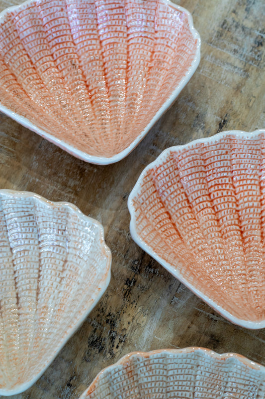 Hand-Painted Stoneware Shell Bowl