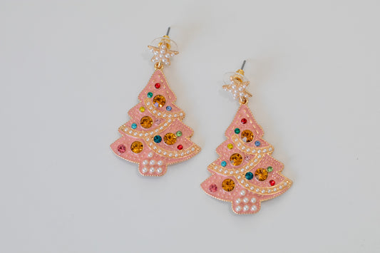 Sugar Plum Sparkle Christmas Tree Earrings
