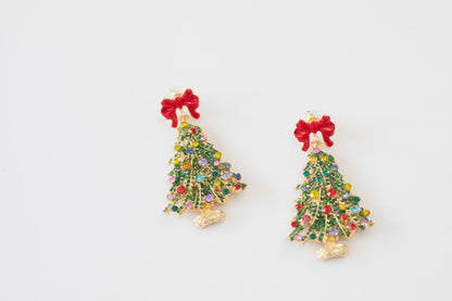 Holly Jolly Glam Christmas Tree Earrings