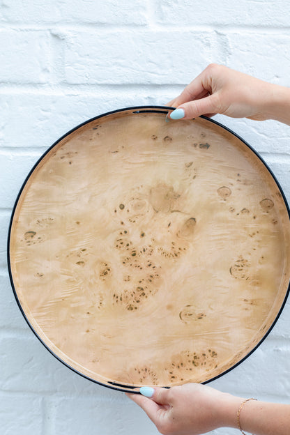 Burled Wood Pattern Round Tray