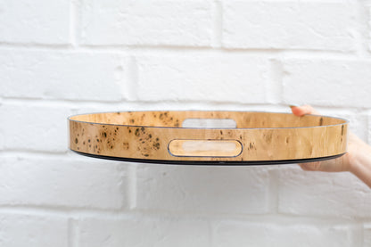 Burled Wood Pattern Round Tray