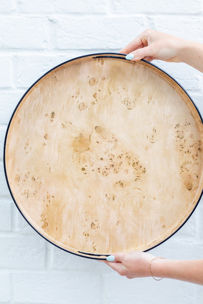 Burled Wood Pattern Round Tray