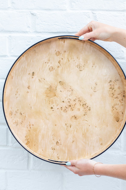 Burled Wood Pattern Round Tray